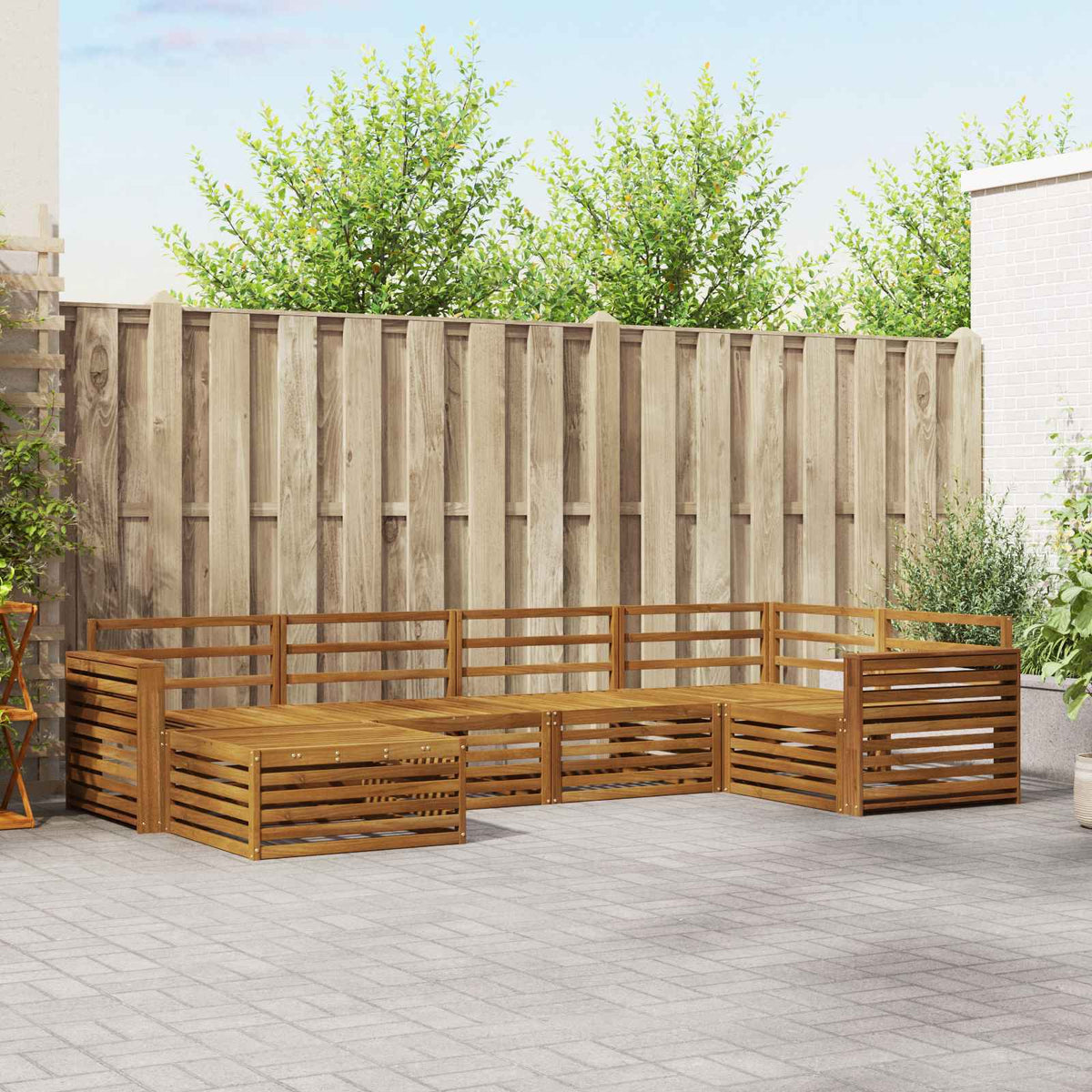 Outdoor Sofa Set 6 pcs Natural Wide flat