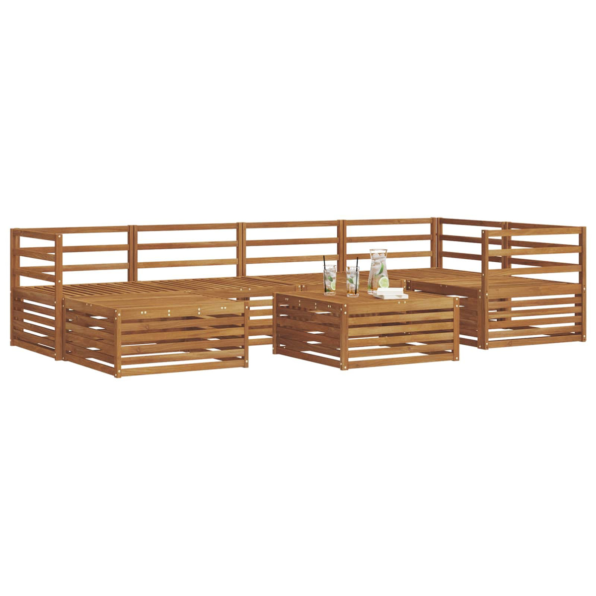 vidaXL Outdoor Sofa Set 7 pcs Natural 3