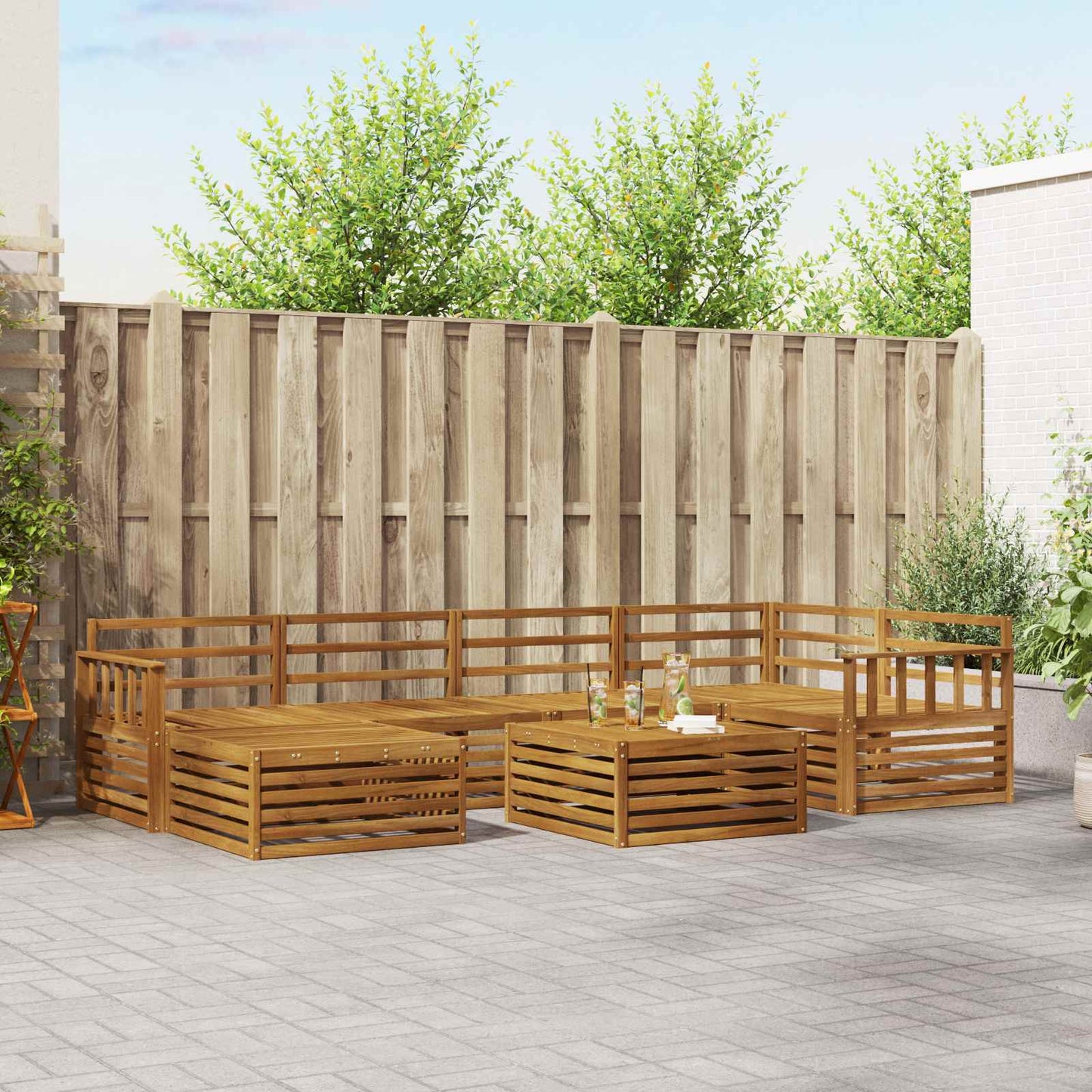 vidaXL Outdoor Sofa Set 7 pcs Natural Solid Acacia Wood 1