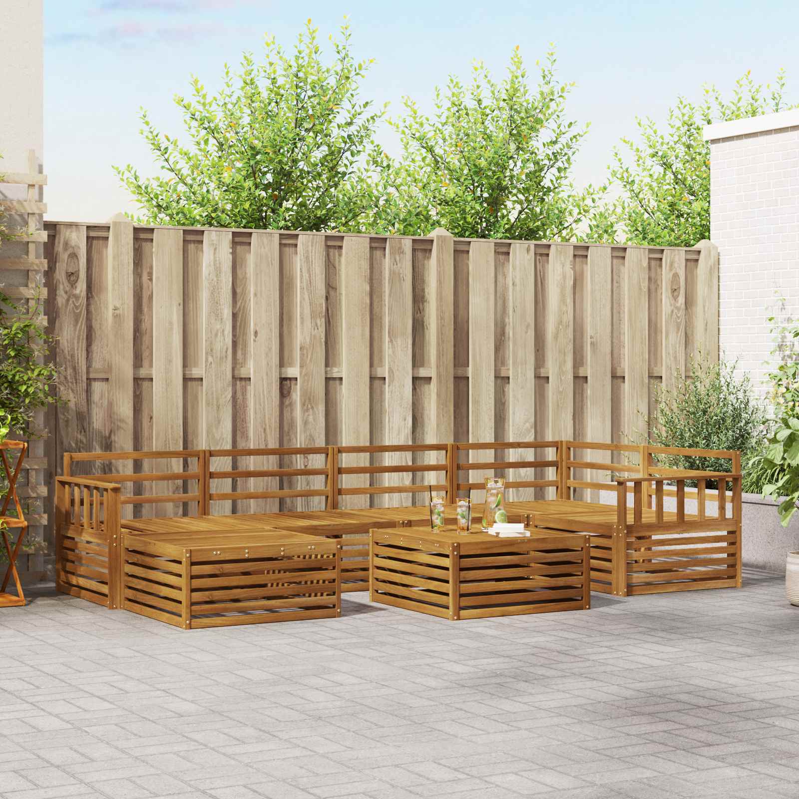 vidaXL Outdoor Sofa Set 7 pcs Natural Solid Acacia Wood 1