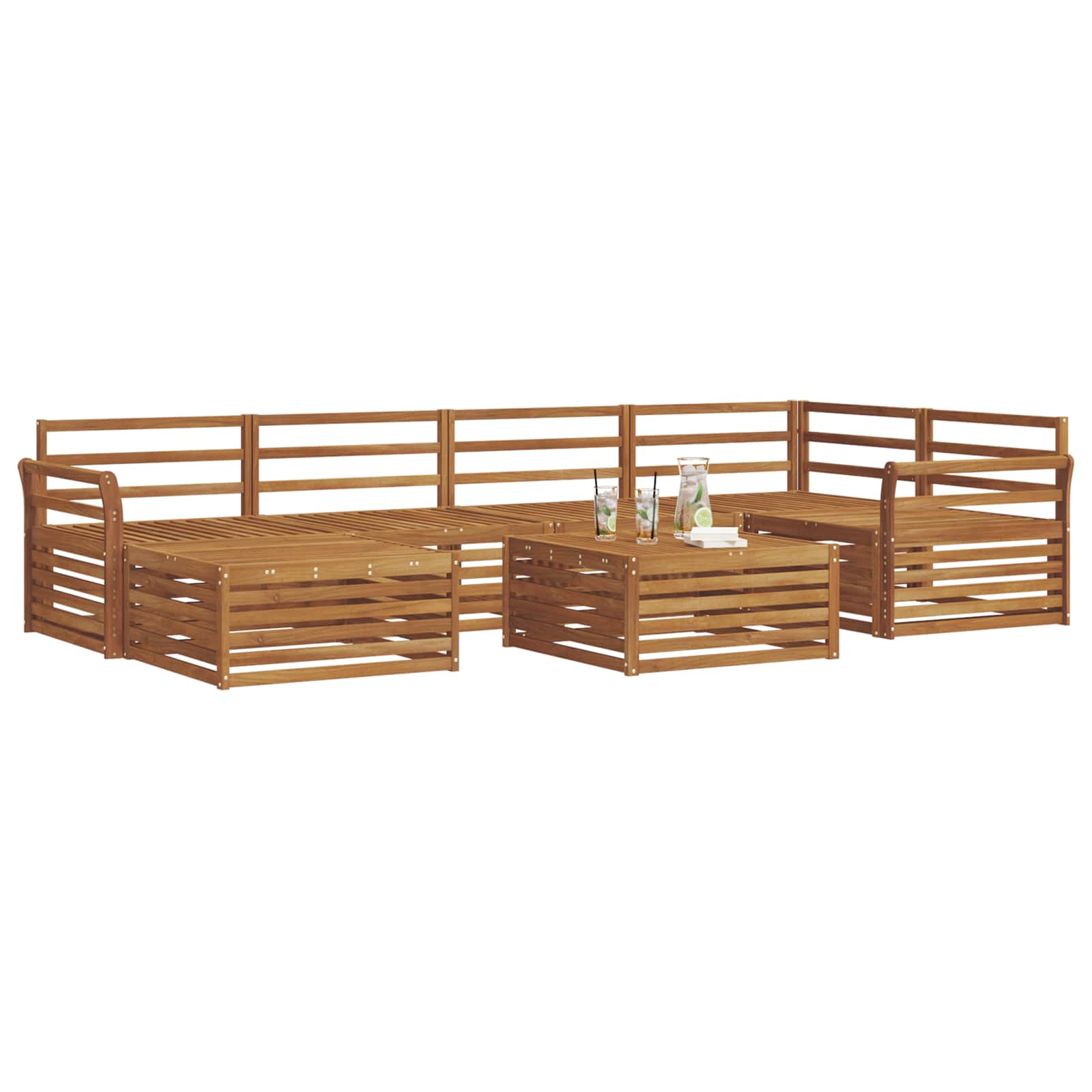 vidaXL Outdoor Sofa Set 7 pcs Natural Solid Acacia Wood 3