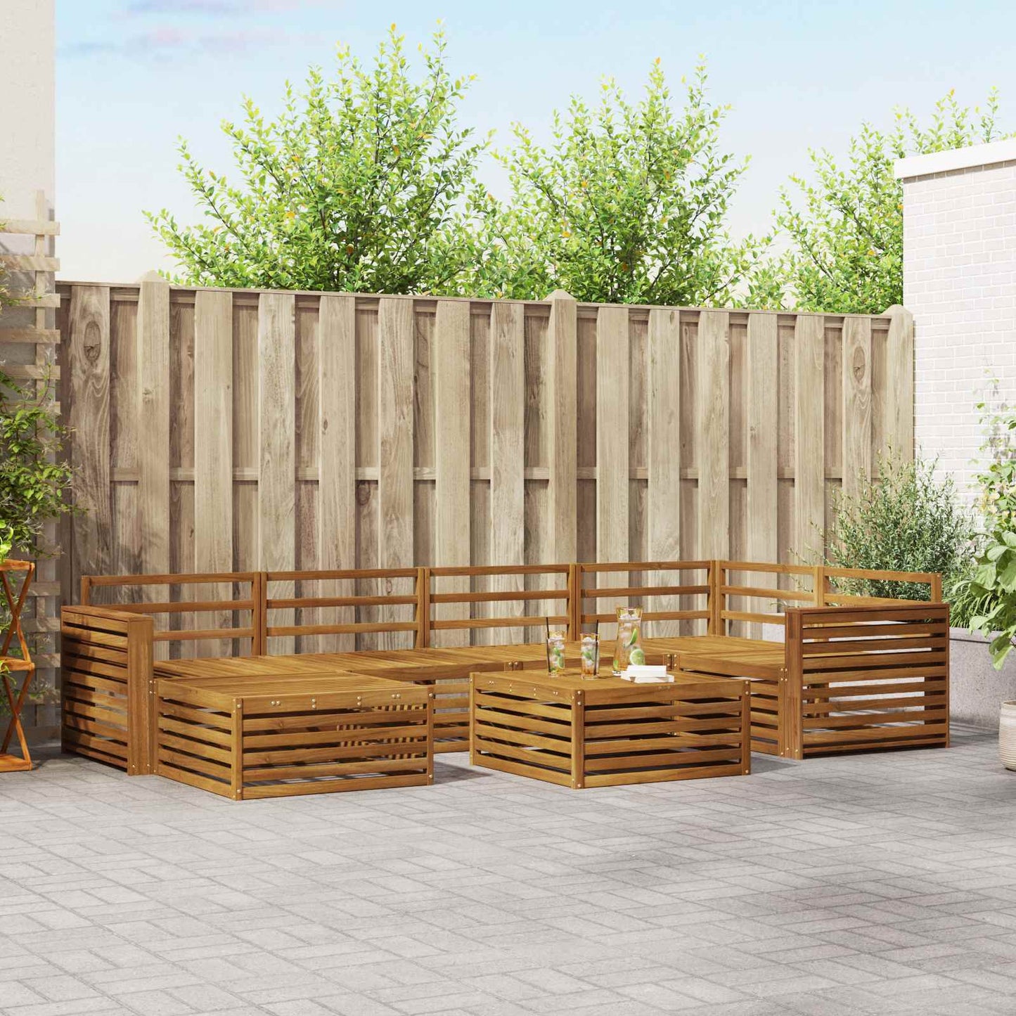 vidaXL Outdoor Sofa Set 7 pcs Natural Solid Acacia Wood 1