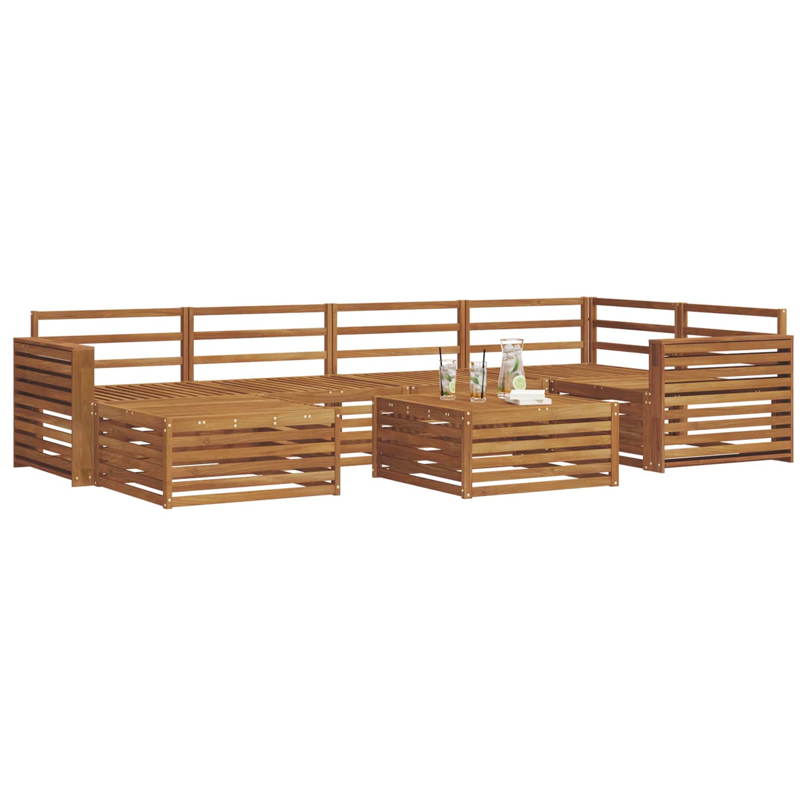 vidaXL Outdoor Sofa Set 7 pcs Natural Solid Acacia Wood 3