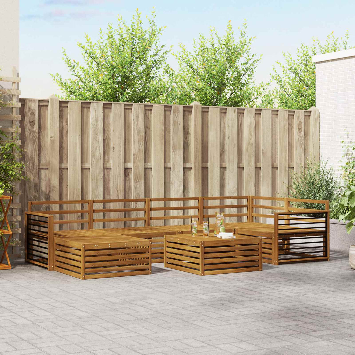 vidaXL Outdoor Sofa Set 7 pcs Natural Solid Acacia Wood 1