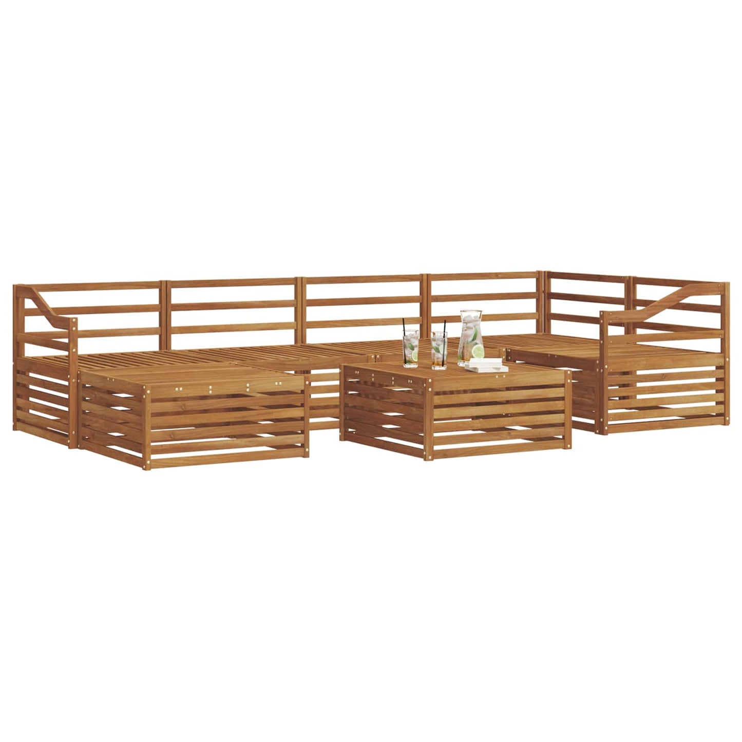 vidaXL Outdoor Sofa Set 7 pcs Natural Solid Acacia Wood 3