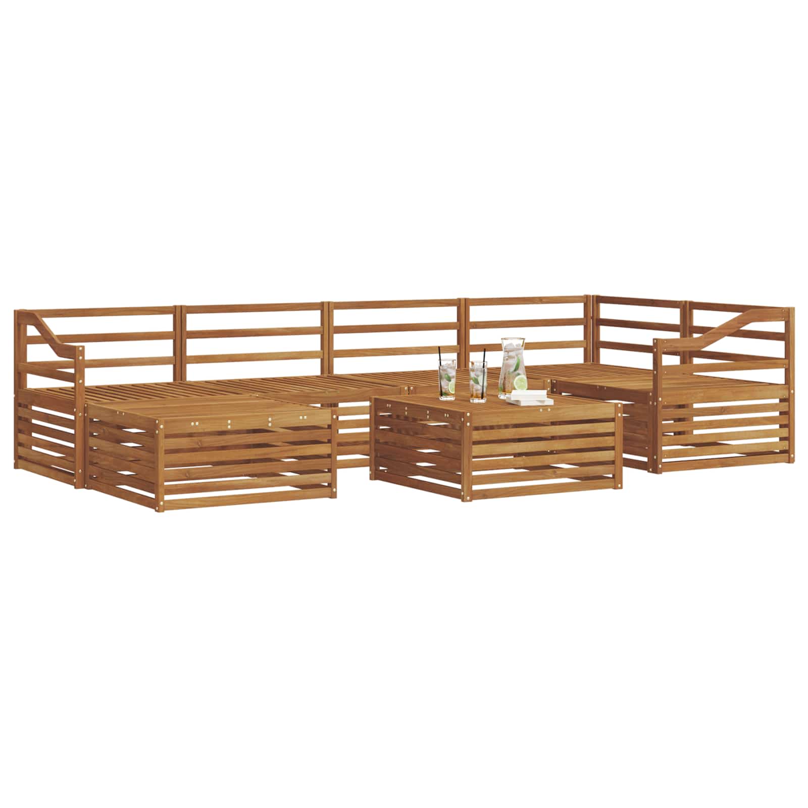 vidaXL Outdoor Sofa Set 7 pcs Natural Solid Acacia Wood 3
