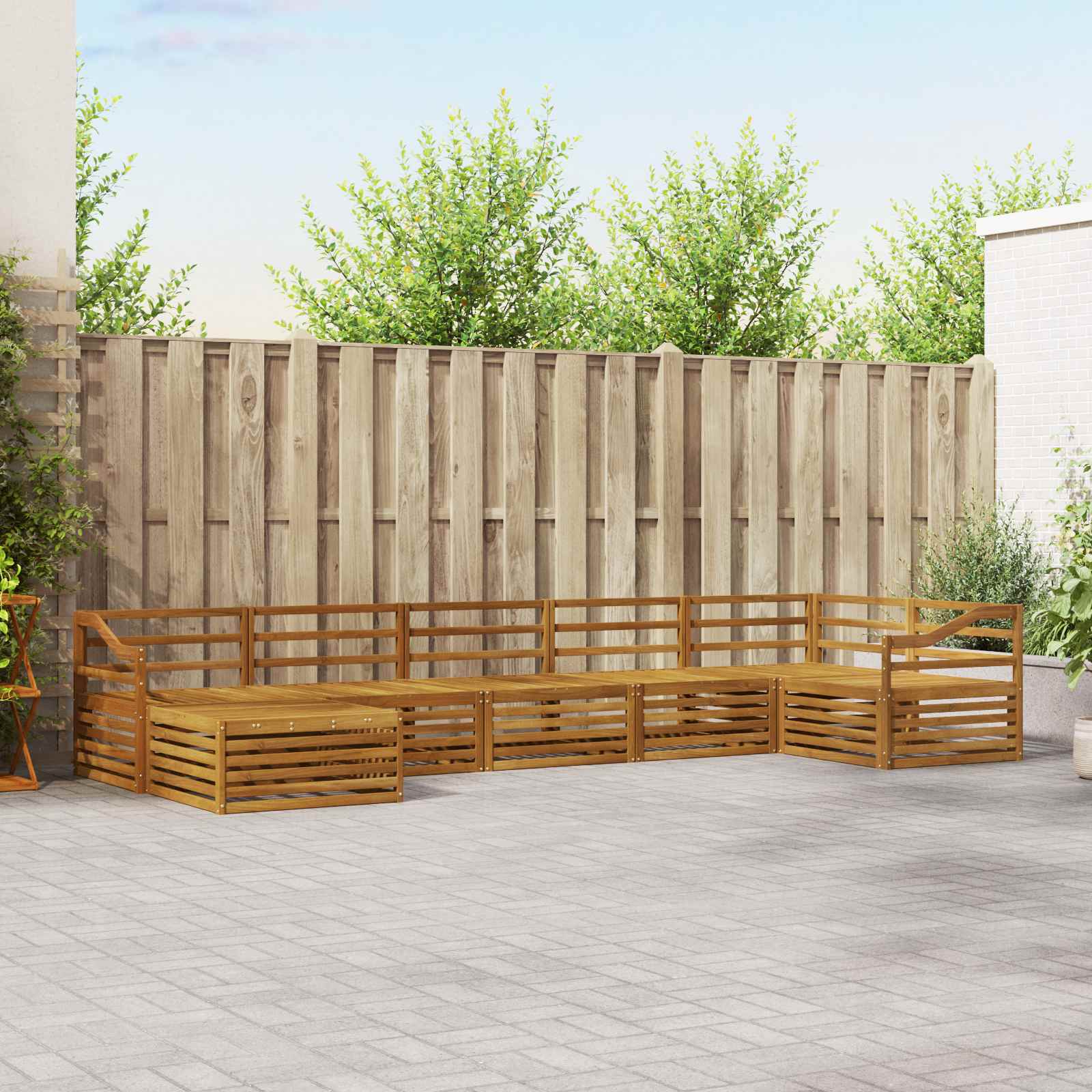 vidaXL Outdoor Sofa Set 7 pcs Natural 1