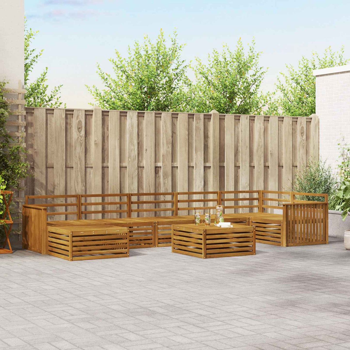 vidaXL Outdoor Sofa Set 8 pcs Natural 1