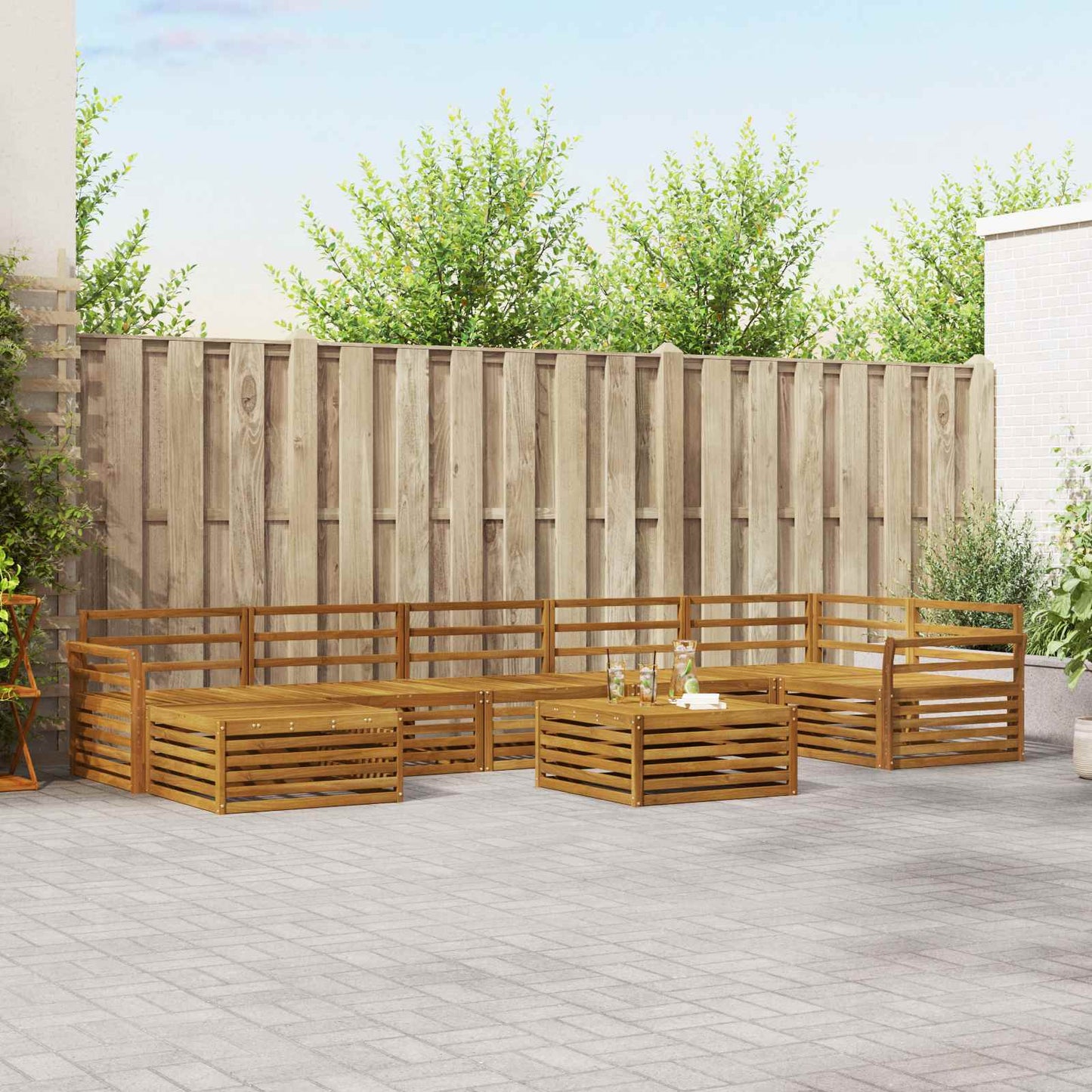 vidaXL Outdoor Sofa Set 8 pcs Natural 1
