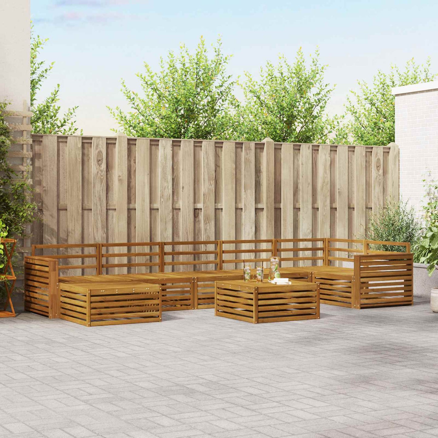 vidaXL Outdoor Sofa Set 8 pcs Natural 1