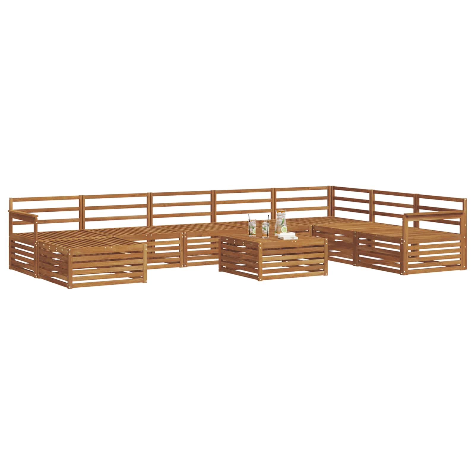 vidaXL Outdoor Sofa Set 9 pcs Natural Solid Acacia Wood 3