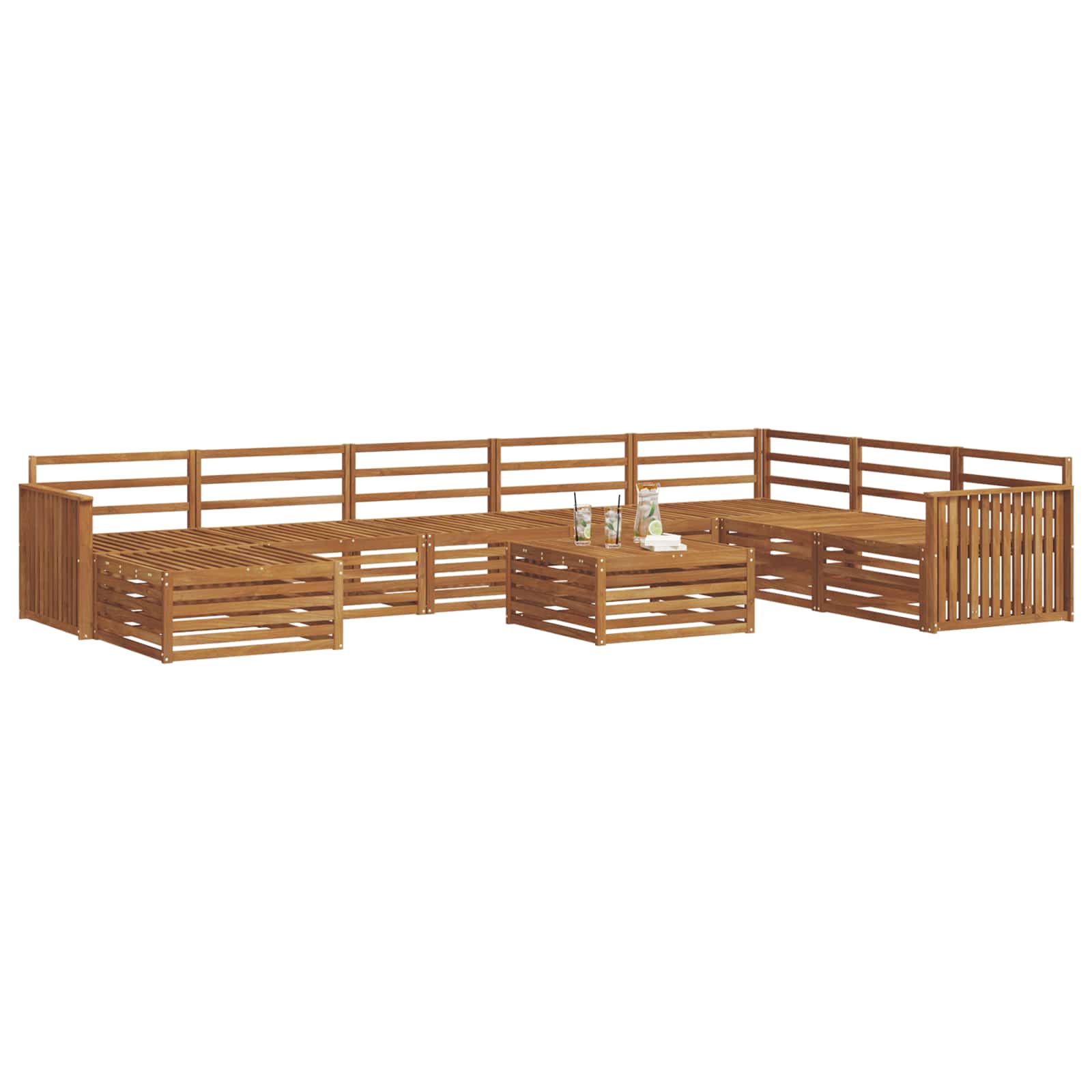 vidaXL Outdoor Sofa Set 9 pcs Natural Solid Acacia Wood 3