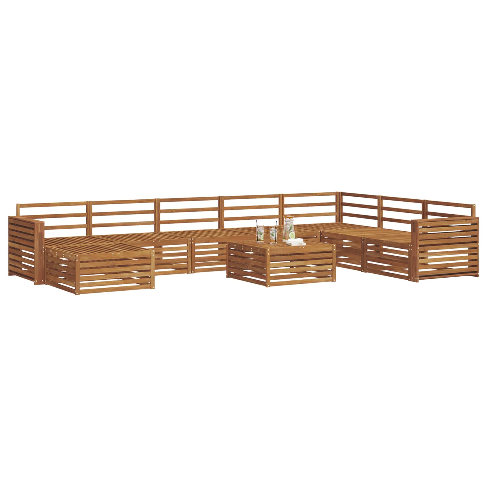 vidaXL Outdoor Sofa Set 9 pcs Natural Solid Acacia Wood 3