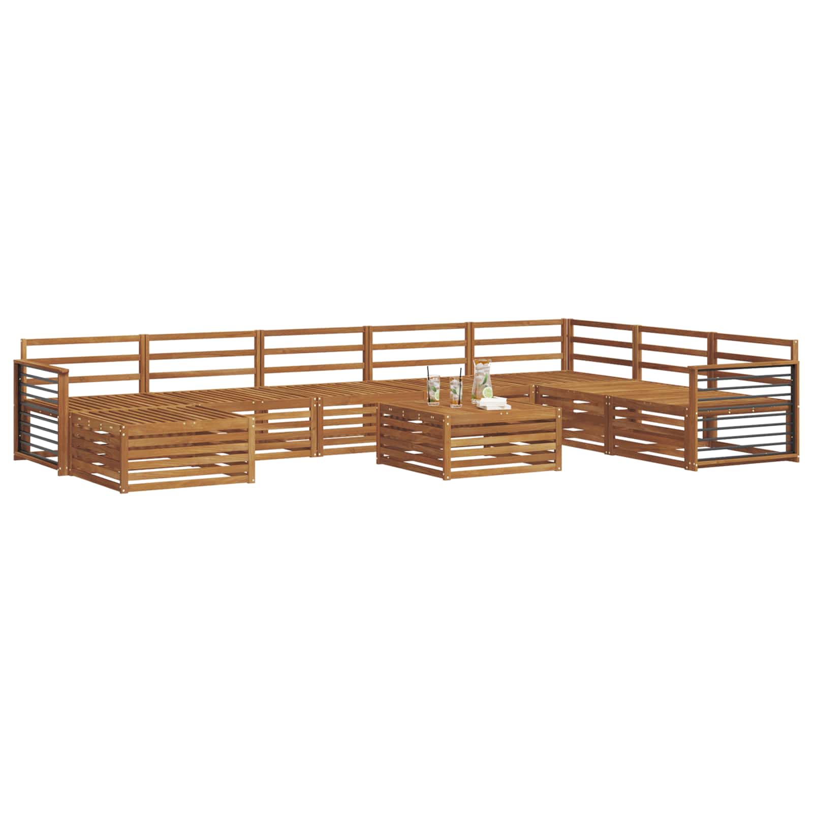 vidaXL Outdoor Sofa Set 9 pcs Natural Solid Acacia Wood 3
