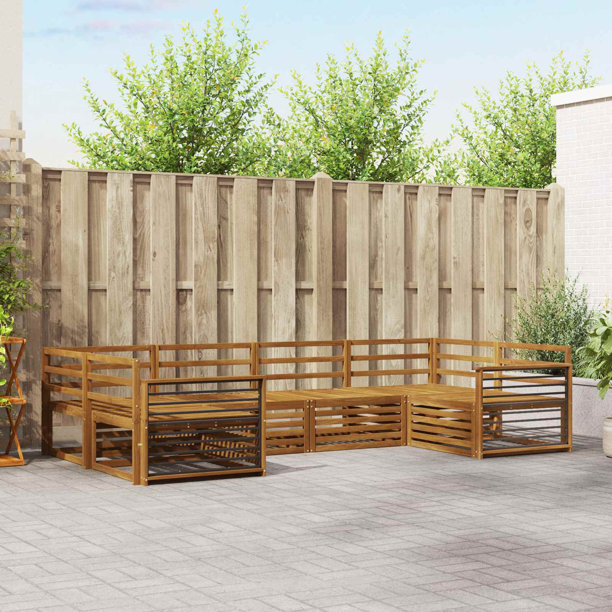 vidaXL Outdoor Sofa Set 6 pcs Natural Solid Acacia Wood 1