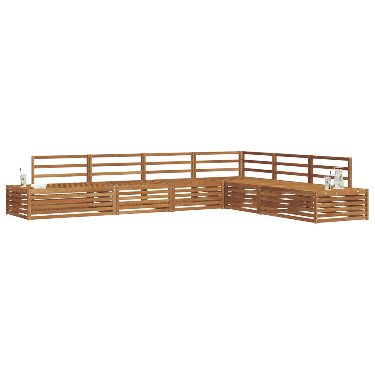 vidaXL 7 pcs Outdoor Sofa Set Solid Acacia Wood Natural 3