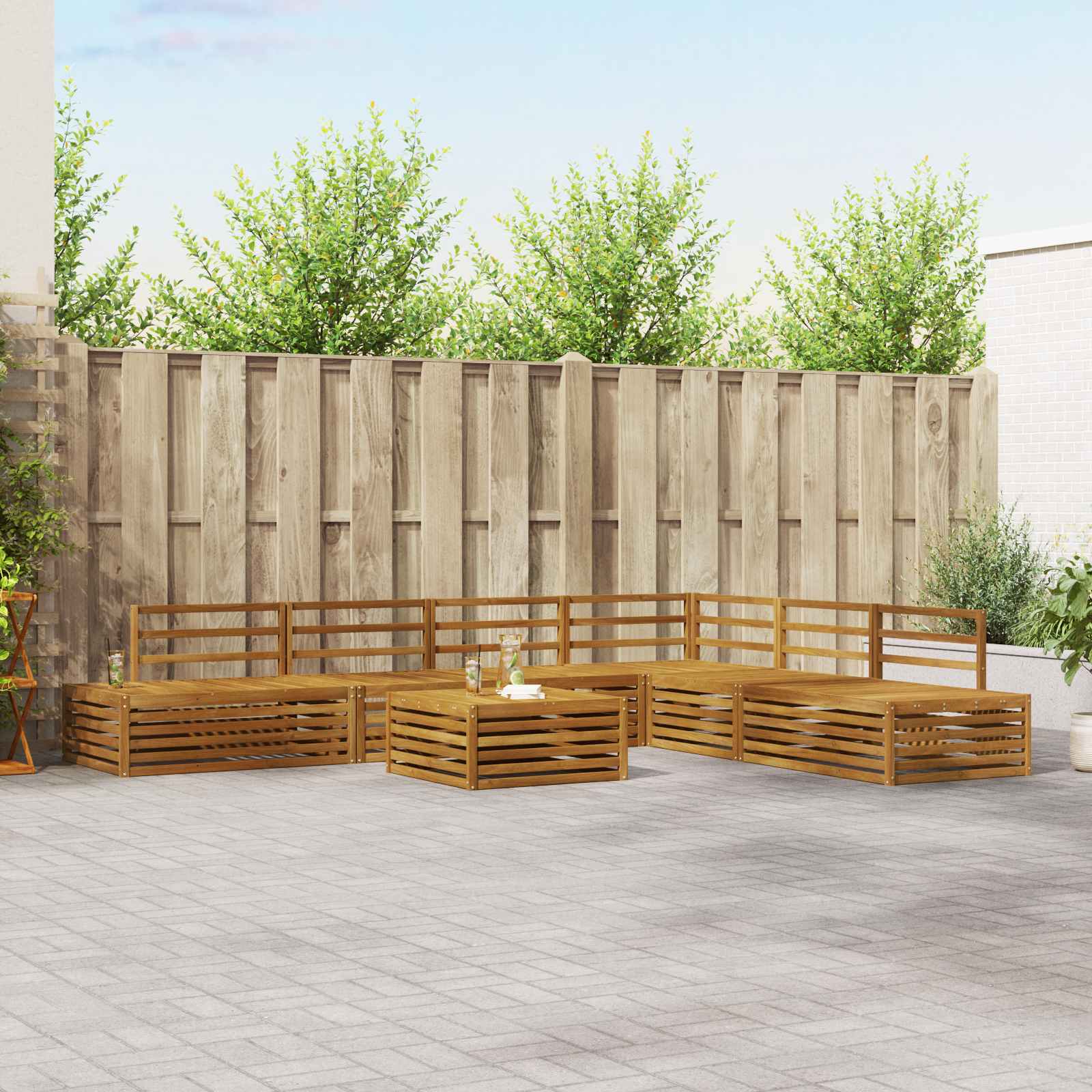 vidaXL 8 pcs Outdoor Sofa Set Solid Acacia Wood Natural 1