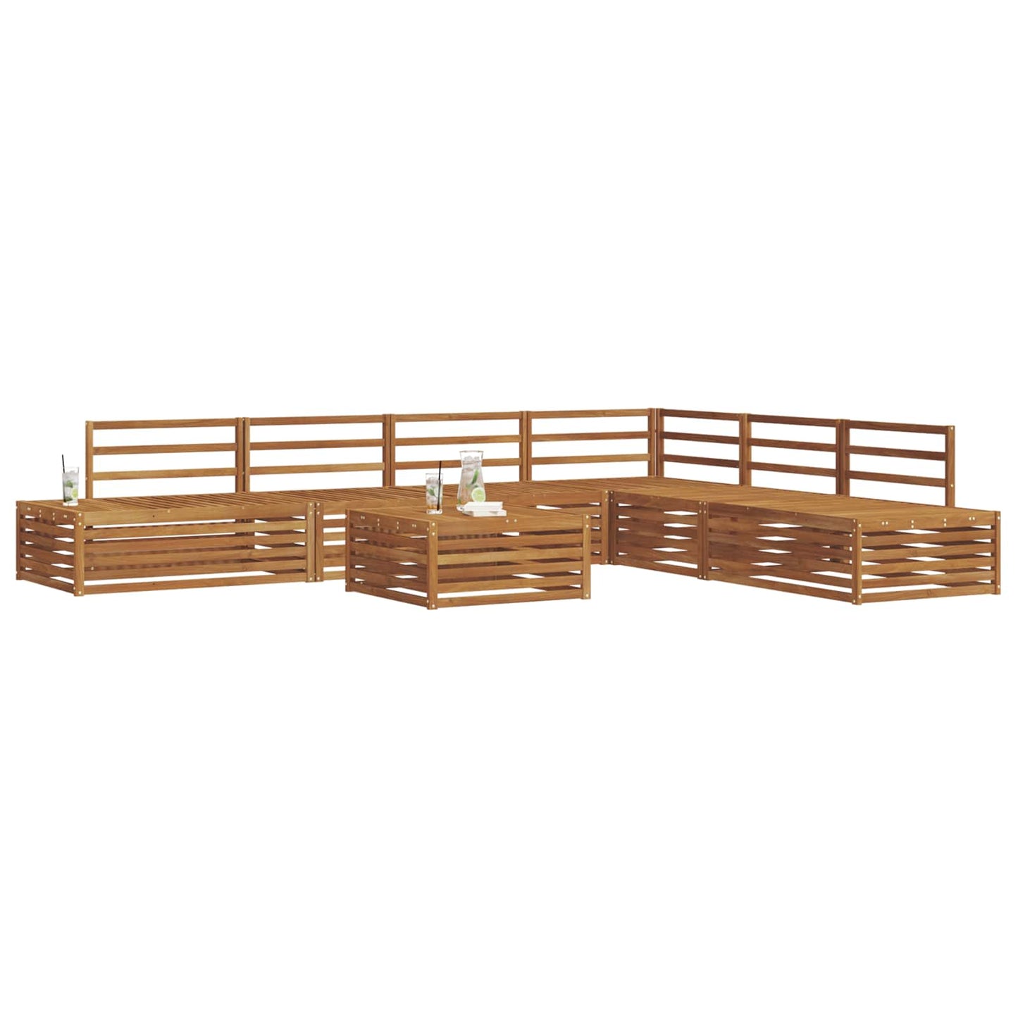 vidaXL 8 pcs Outdoor Sofa Set Solid Acacia Wood Natural 3