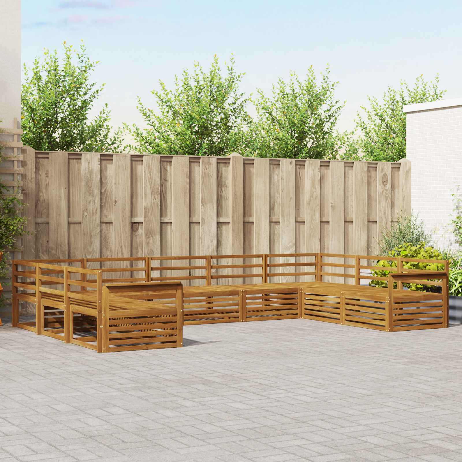 vidaXL Outdoor Sofa Set 9 pcs Natural Solid Acacia Wood 1