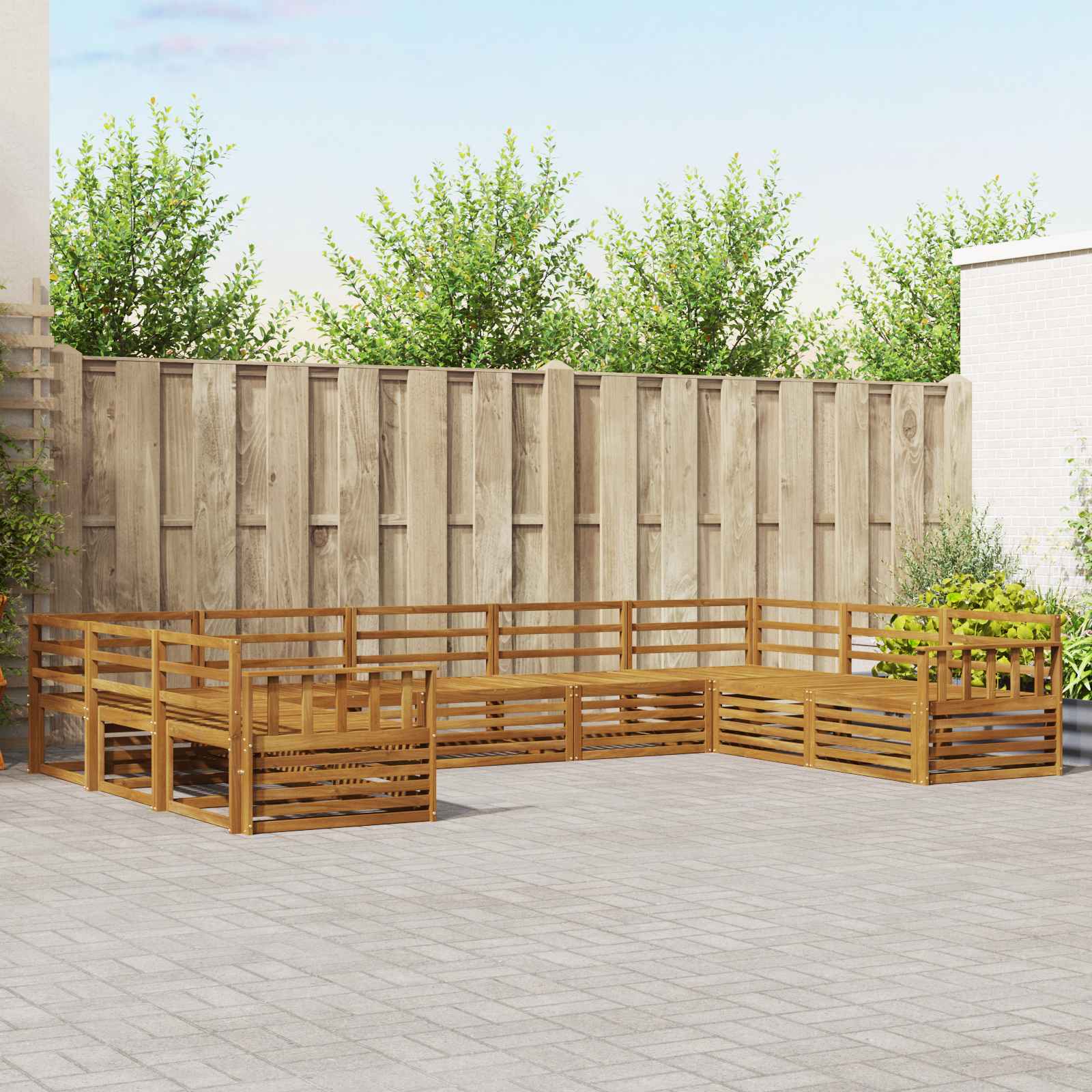 vidaXL Outdoor Sofa Set 9 pcs Natural Solid Acacia Wood 1