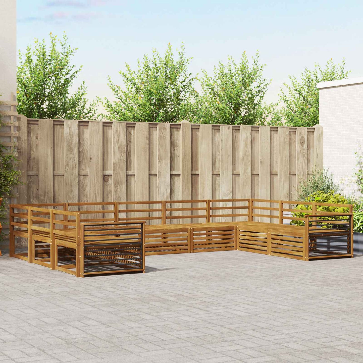 vidaXL Outdoor Sofa Set 9 pcs Natural Solid Acacia Wood 1