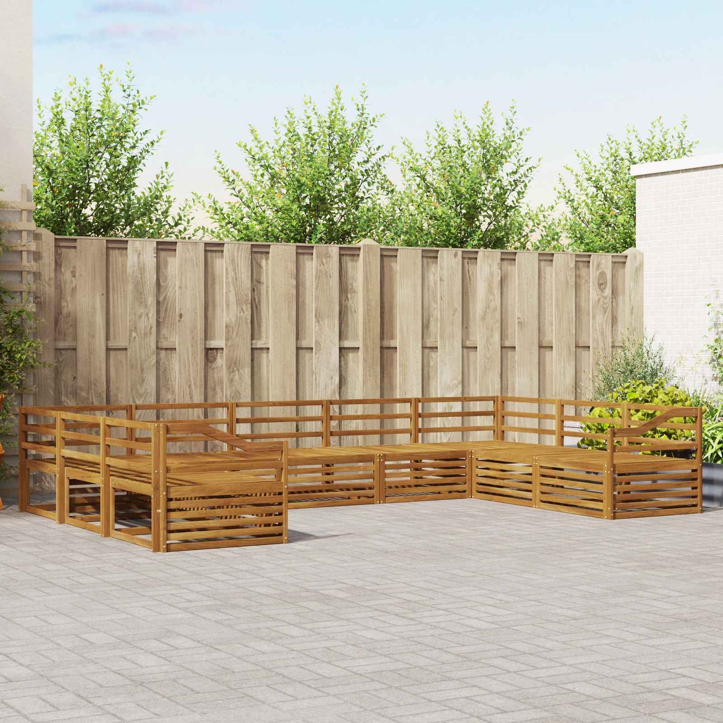 vidaXL Outdoor Sofa Set 9 pcs Natural Solid Acacia Wood 1