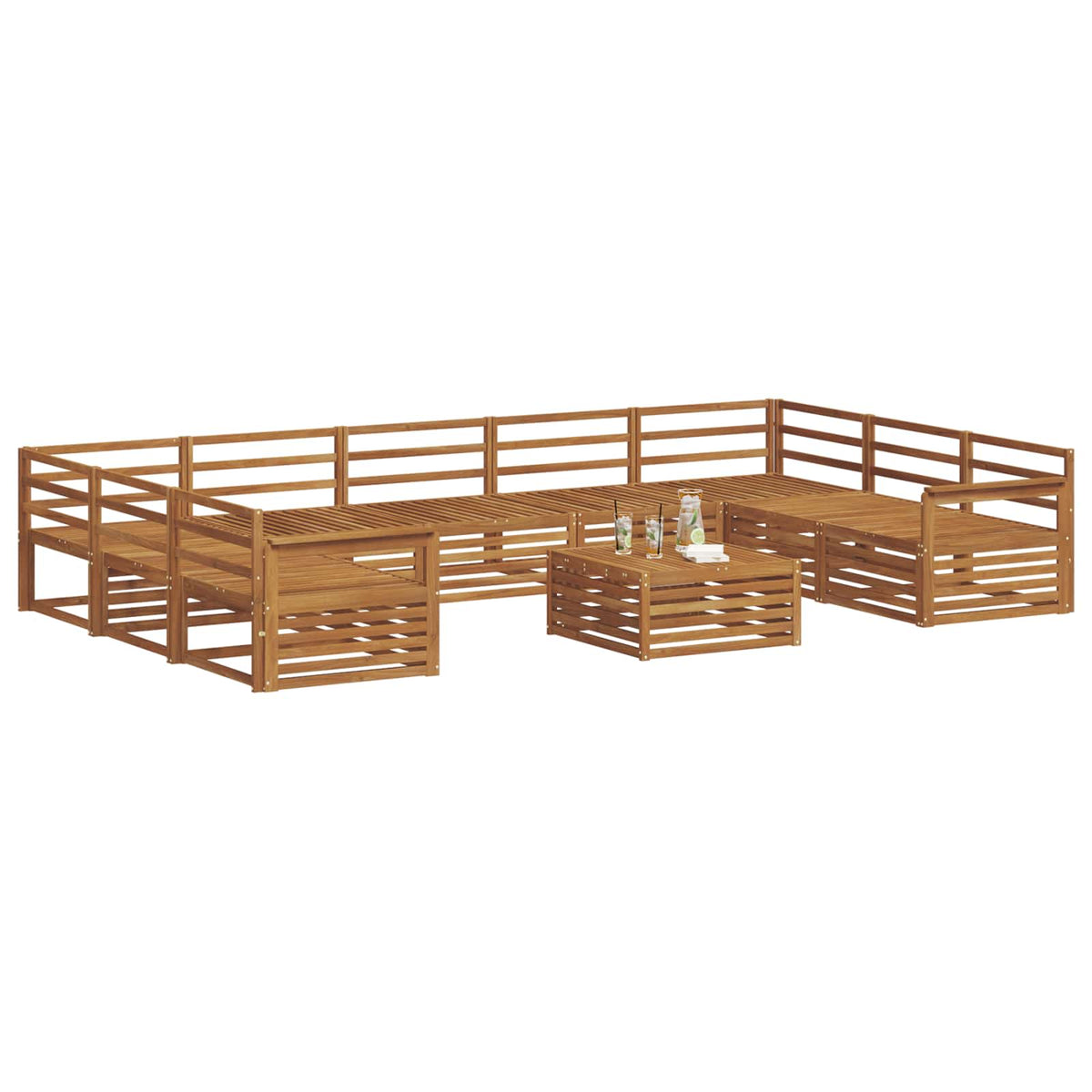 vidaXL Outdoor Sofa Set 10 pcs Natural Solid Acacia Wood 3