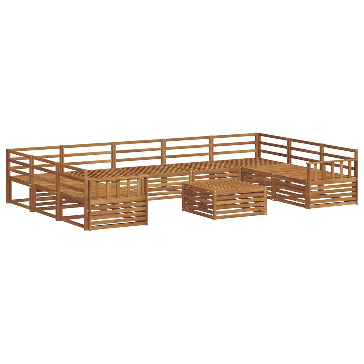 vidaXL Outdoor Sofa Set 10 pcs Natural Solid Acacia Wood 2