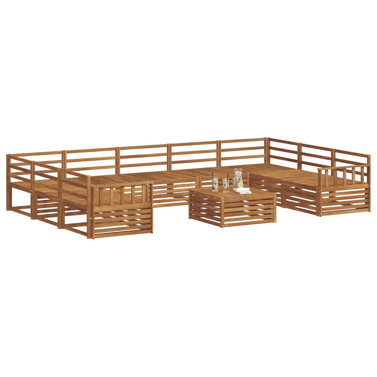vidaXL Outdoor Sofa Set 10 pcs Natural Solid Acacia Wood 3