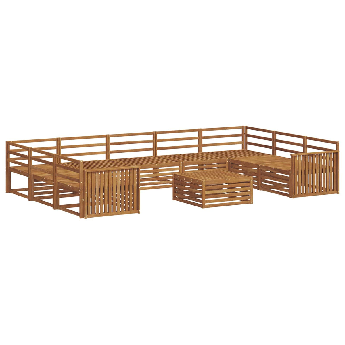 vidaXL Outdoor Sofa Set 10 pcs Natural Solid Acacia Wood 2