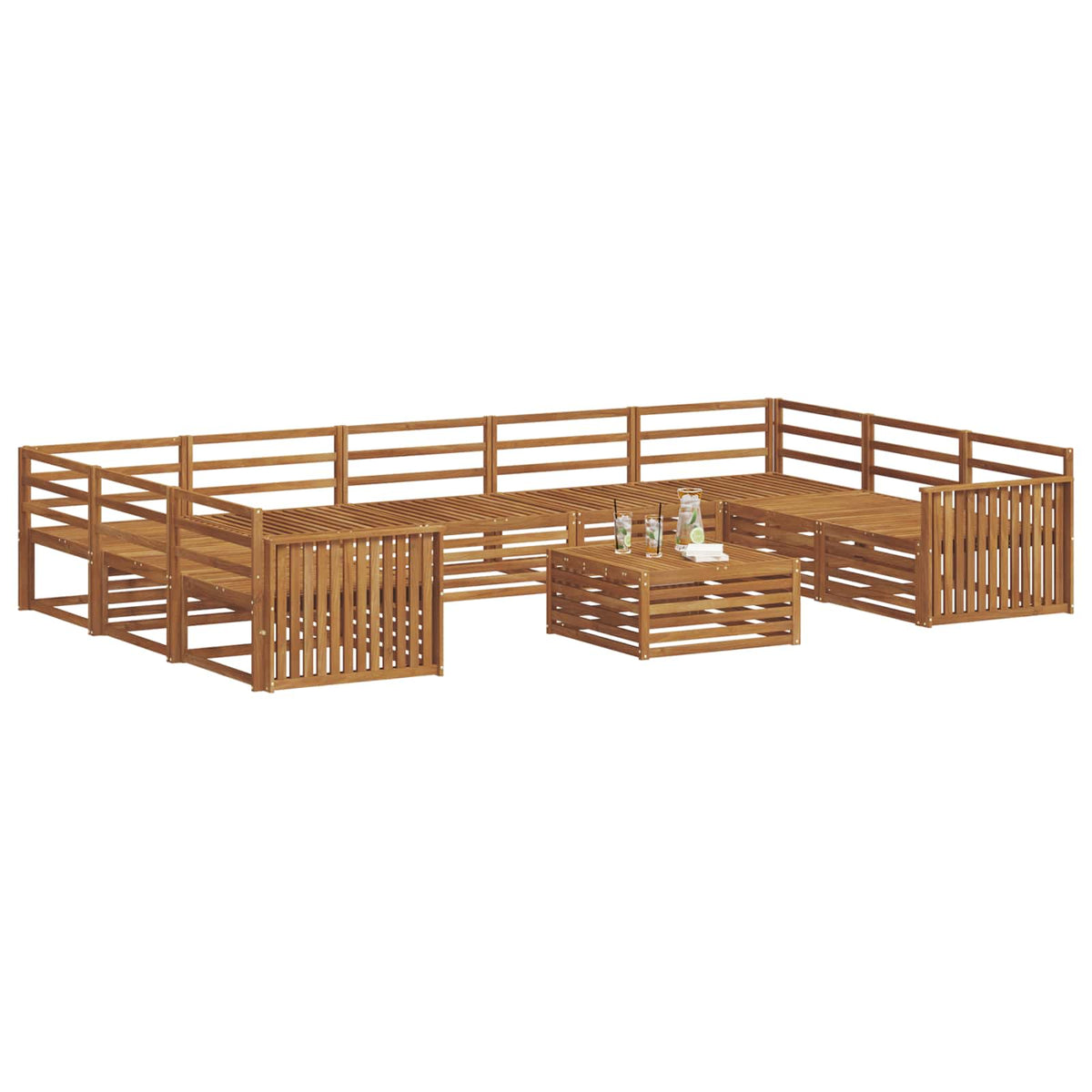 vidaXL Outdoor Sofa Set 10 pcs Natural Solid Acacia Wood 3