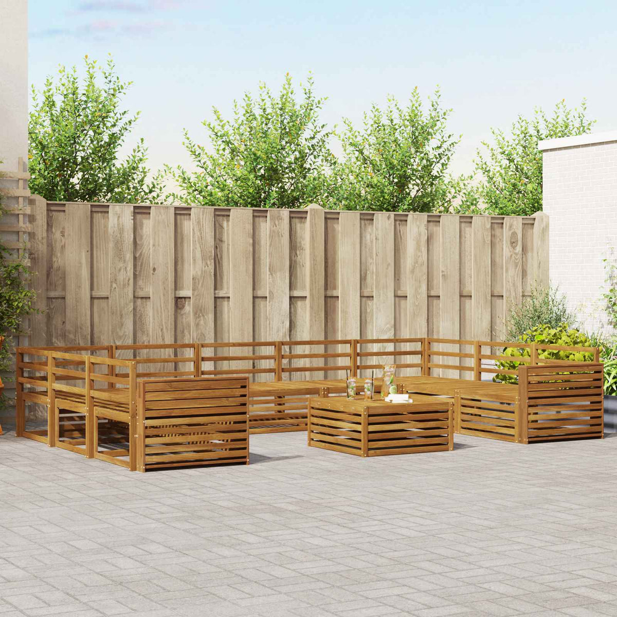 vidaXL Outdoor Sofa Set 10 pcs Natural Solid Acacia Wood 1