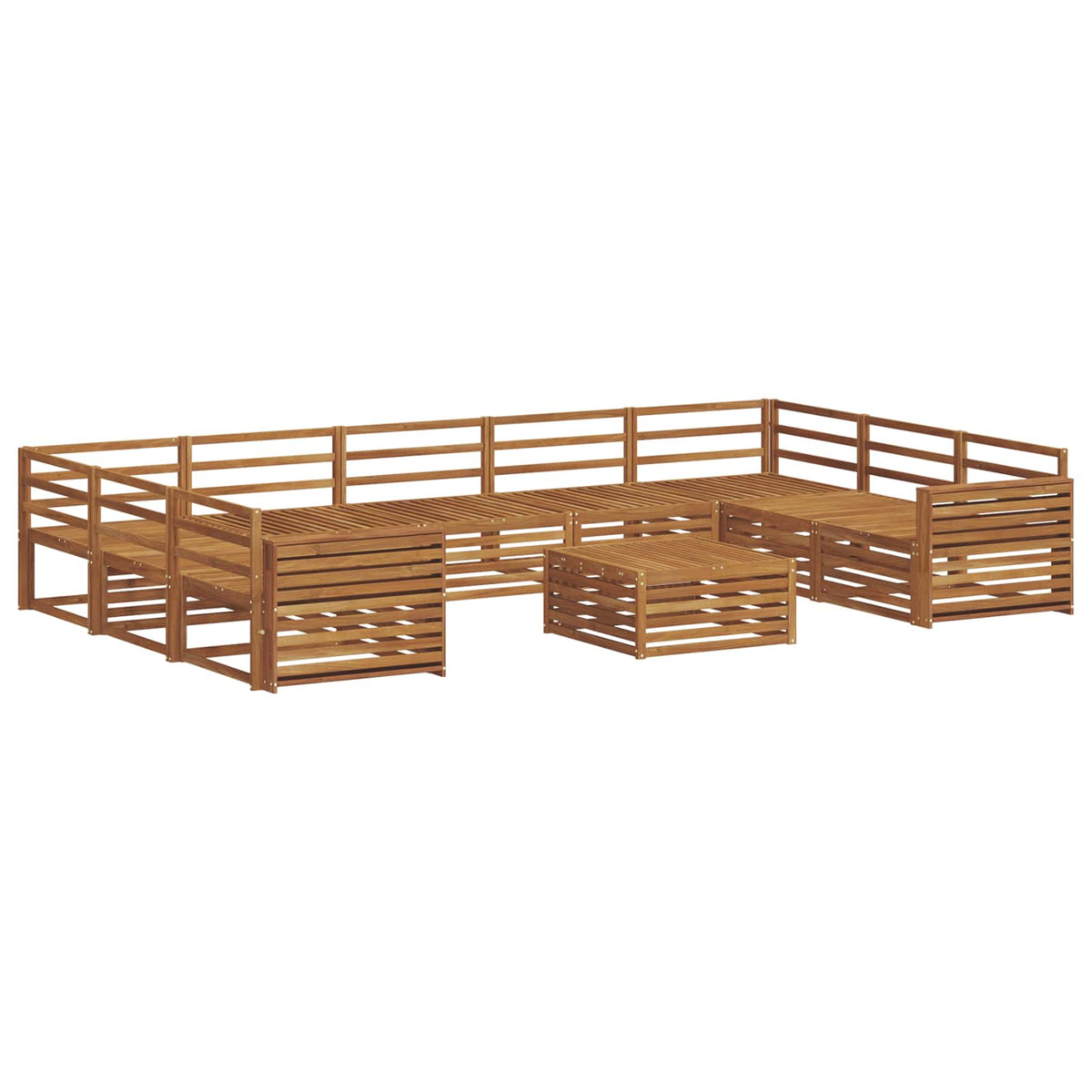 vidaXL Outdoor Sofa Set 10 pcs Natural Solid Acacia Wood 2