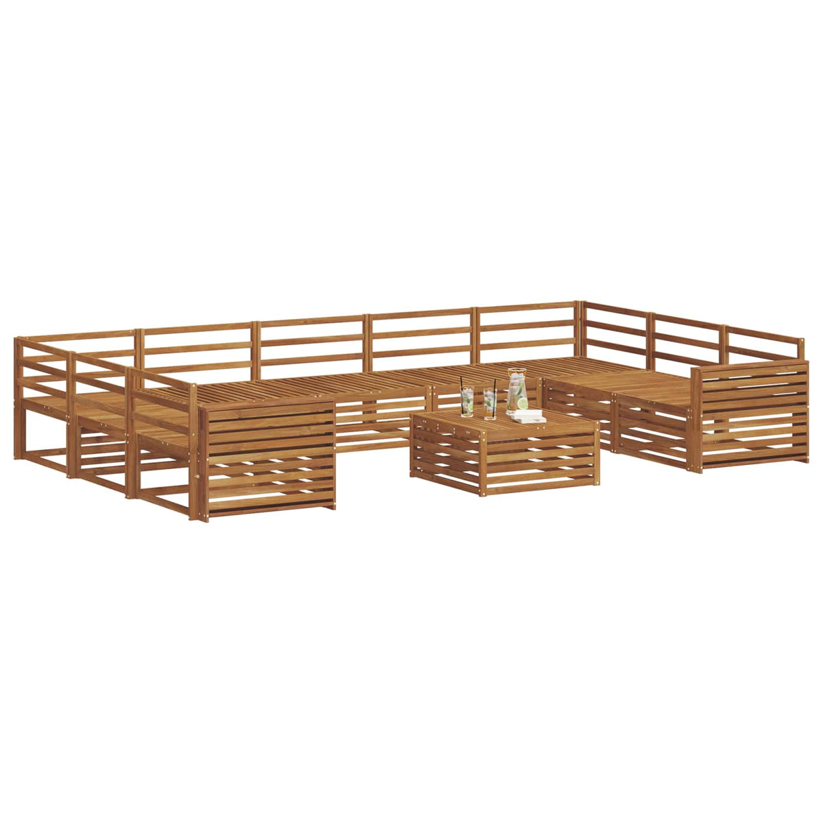 vidaXL Outdoor Sofa Set 10 pcs Natural Solid Acacia Wood 3