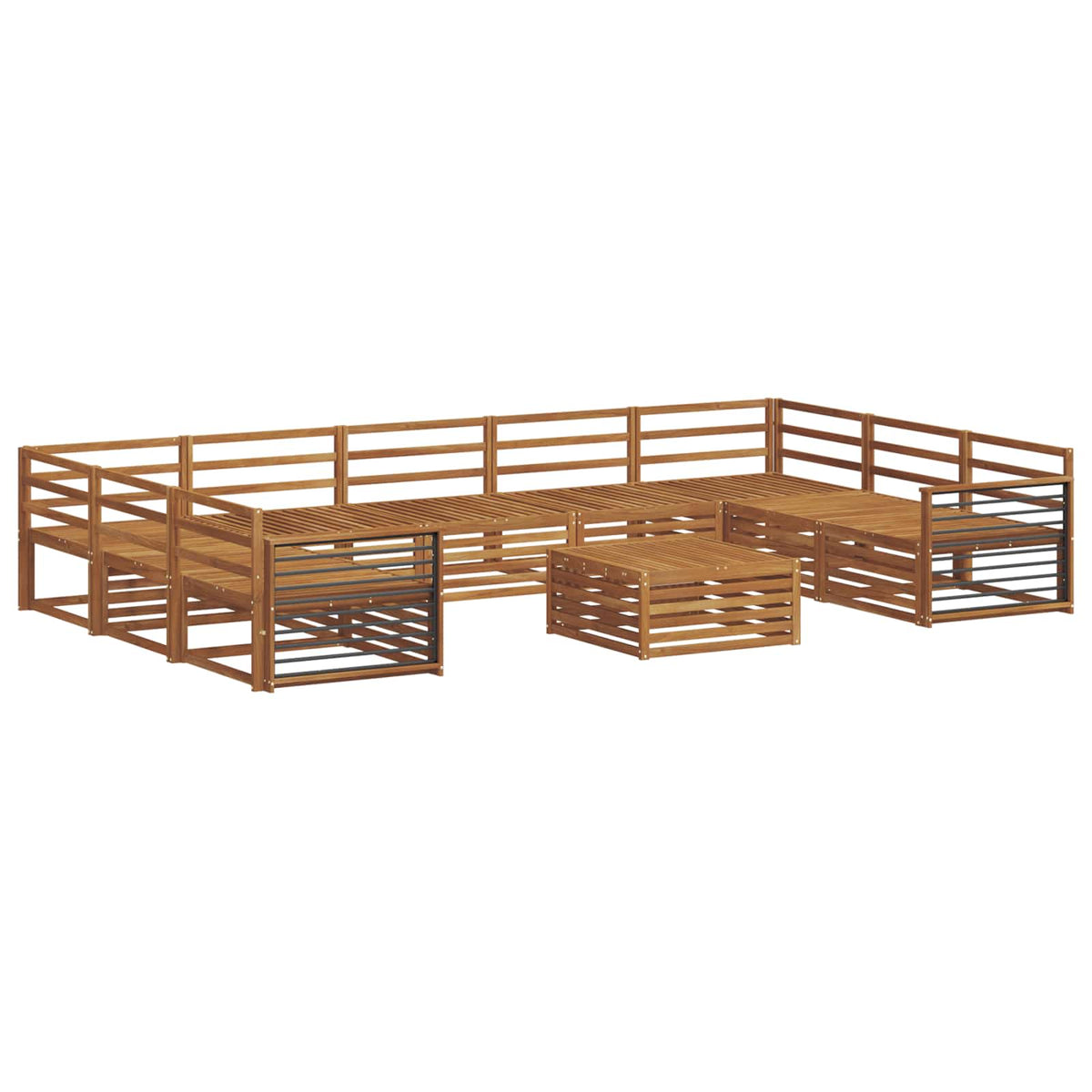 vidaXL Outdoor Sofa Set 10 pcs Natural Solid Acacia Wood 2