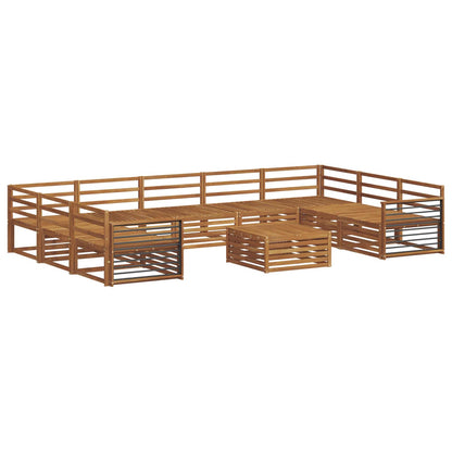 vidaXL Outdoor Sofa Set 10 pcs Natural Solid Acacia Wood 2