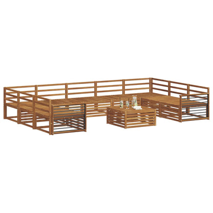 vidaXL Outdoor Sofa Set 10 pcs Natural Solid Acacia Wood 3