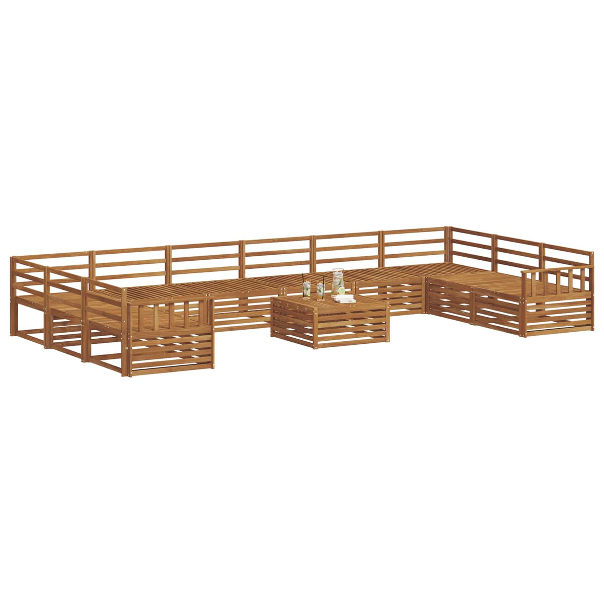vidaXL Sofa Sets 11 pcs Natural Solid Acacia Wood 3