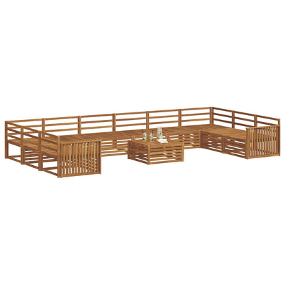 Sofa Sets 11 pcs Natural Solid Acacia Wood Track