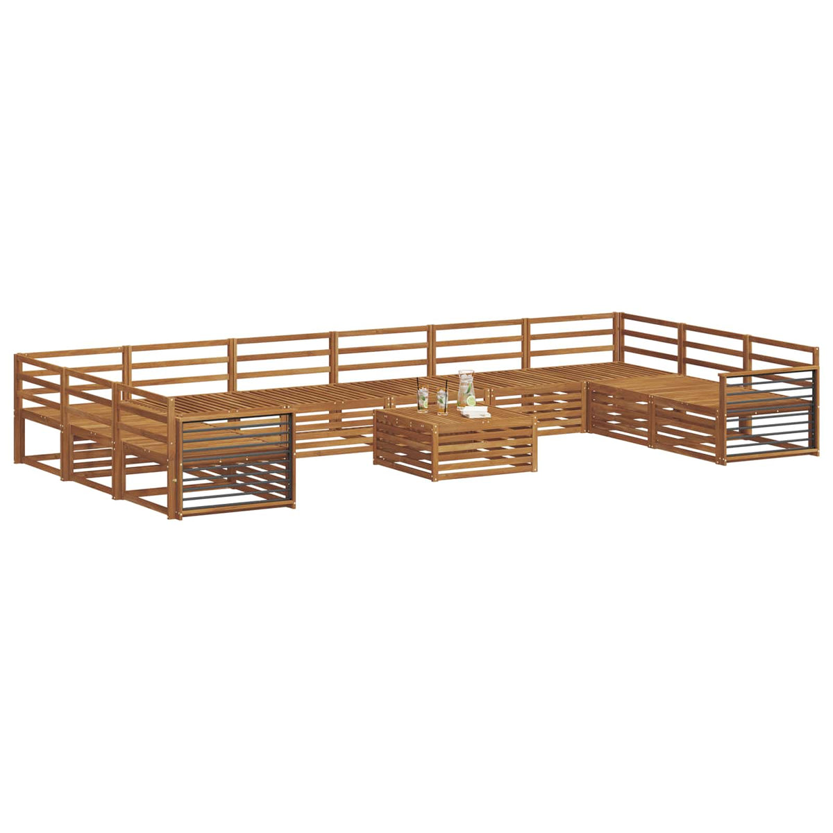 vidaXL Sofa Sets 11 pcs Natural Solid Acacia Wood 3