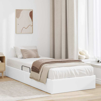 Storage Bed 100 x 190 cm Faux leather White Twin XL