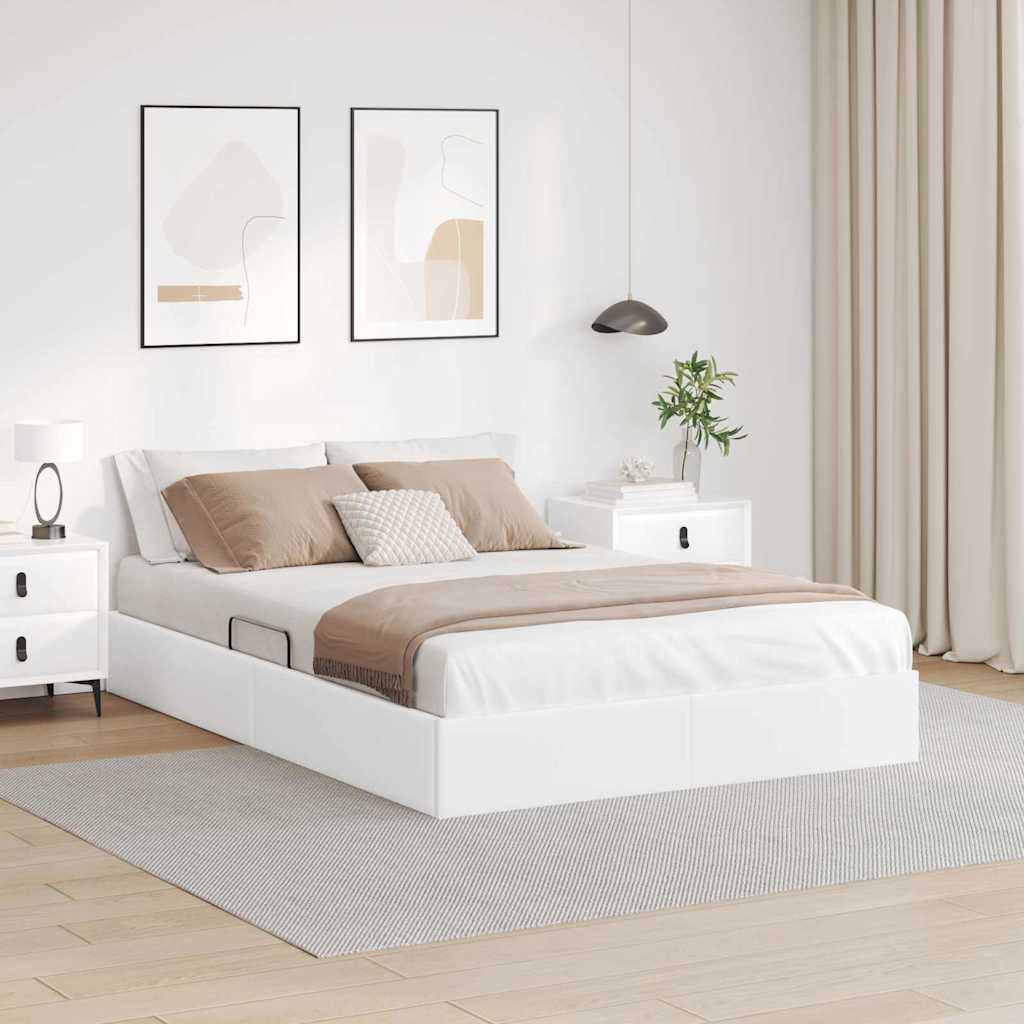 Storage Bed 100 x 190 cm Faux leather White Full