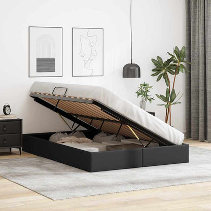 Storage Bed 100 x 190 cm Faux leather Black Queen