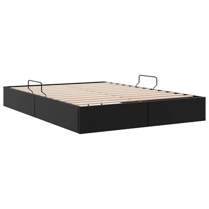 Storage Bed 100 x 190 cm Faux leather Black Queen