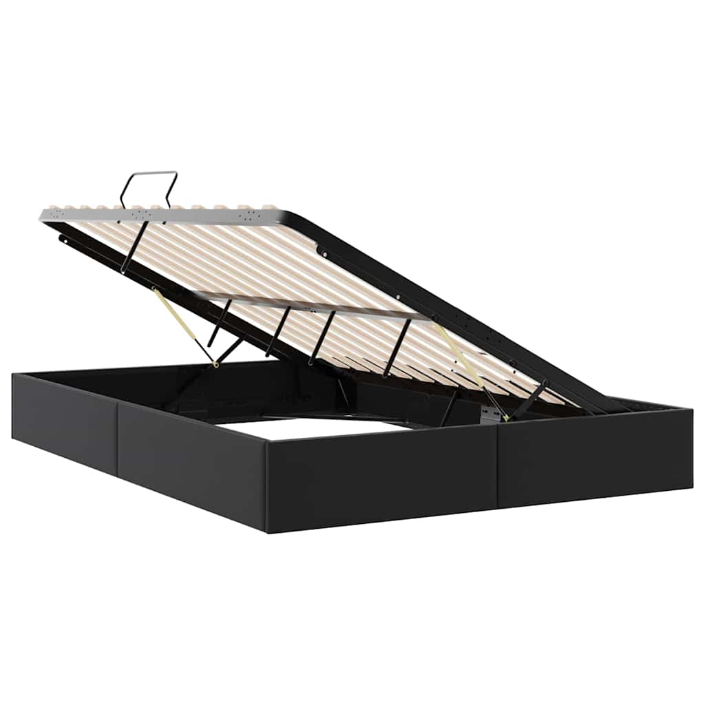 Storage Bed 100 x 190 cm Faux leather Black Queen