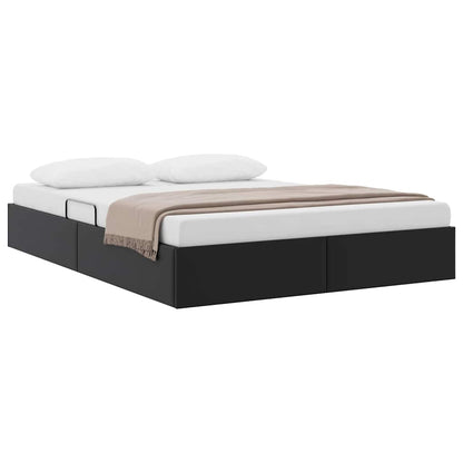 Storage Bed 100 x 190 cm Faux leather Black Queen