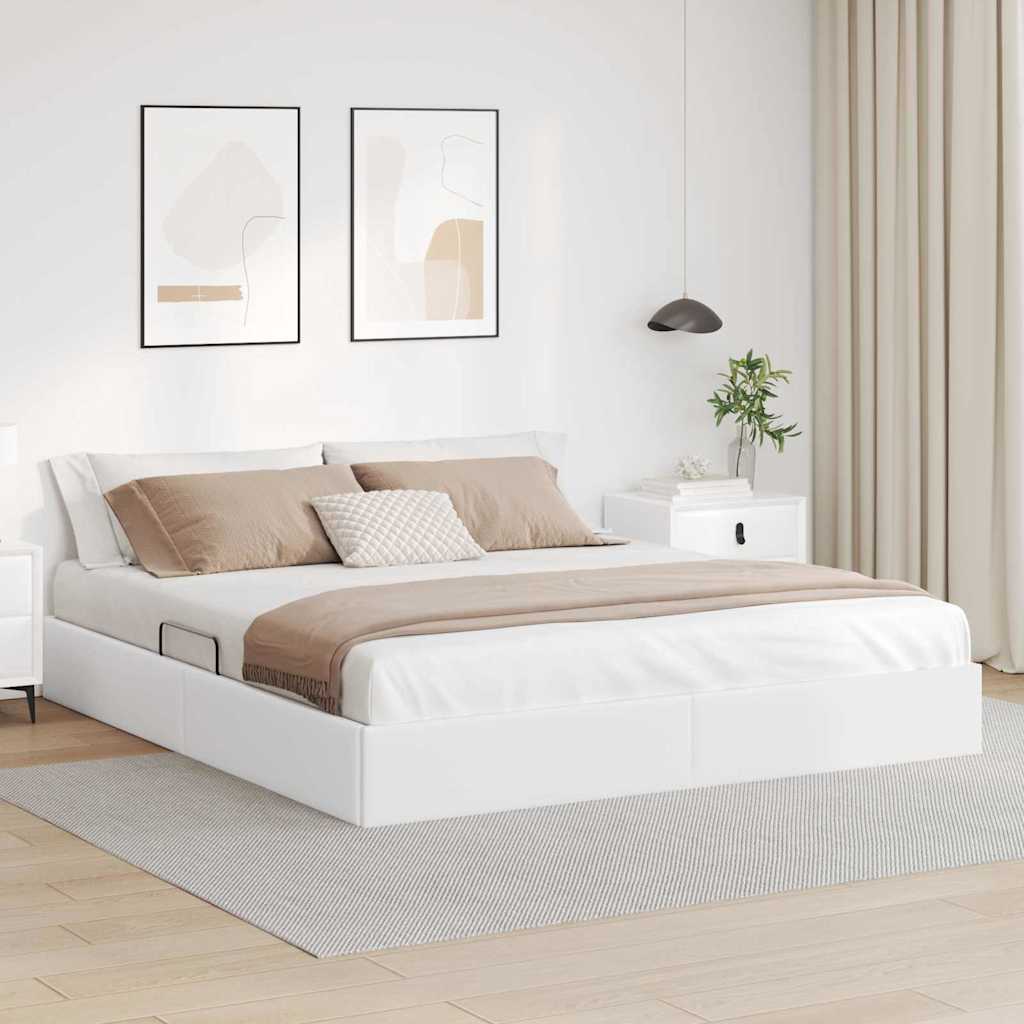 Storage Bed 100 x 190 cm Faux leather White King