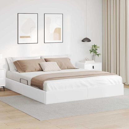 Storage Bed 100 x 190 cm Faux leather White King