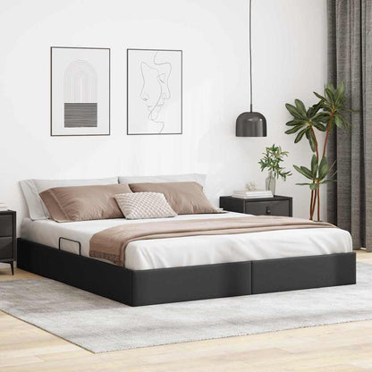 Storage Bed 100 x 190 cm Faux leather Black California King