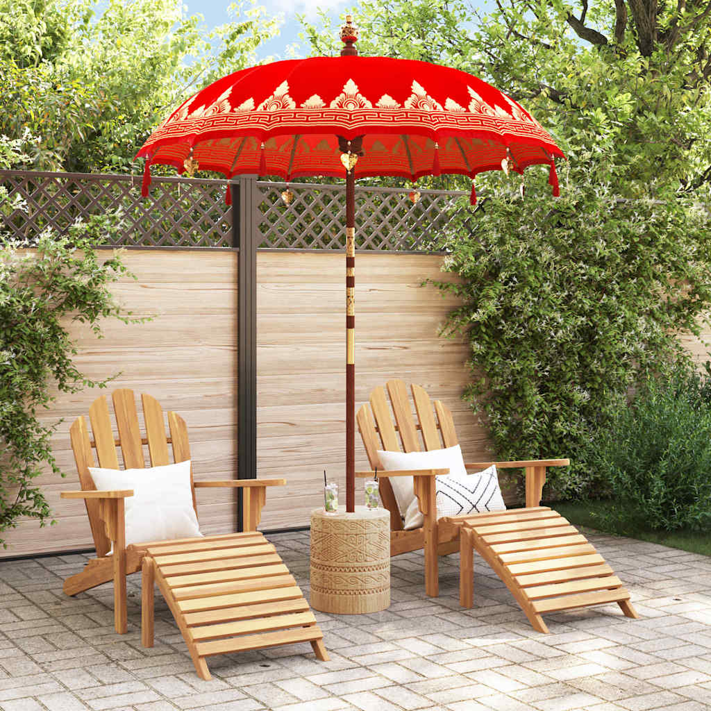Balinese Parasol Red 180-190 Cotton and solid wood Ø 180-190 cm with natural base